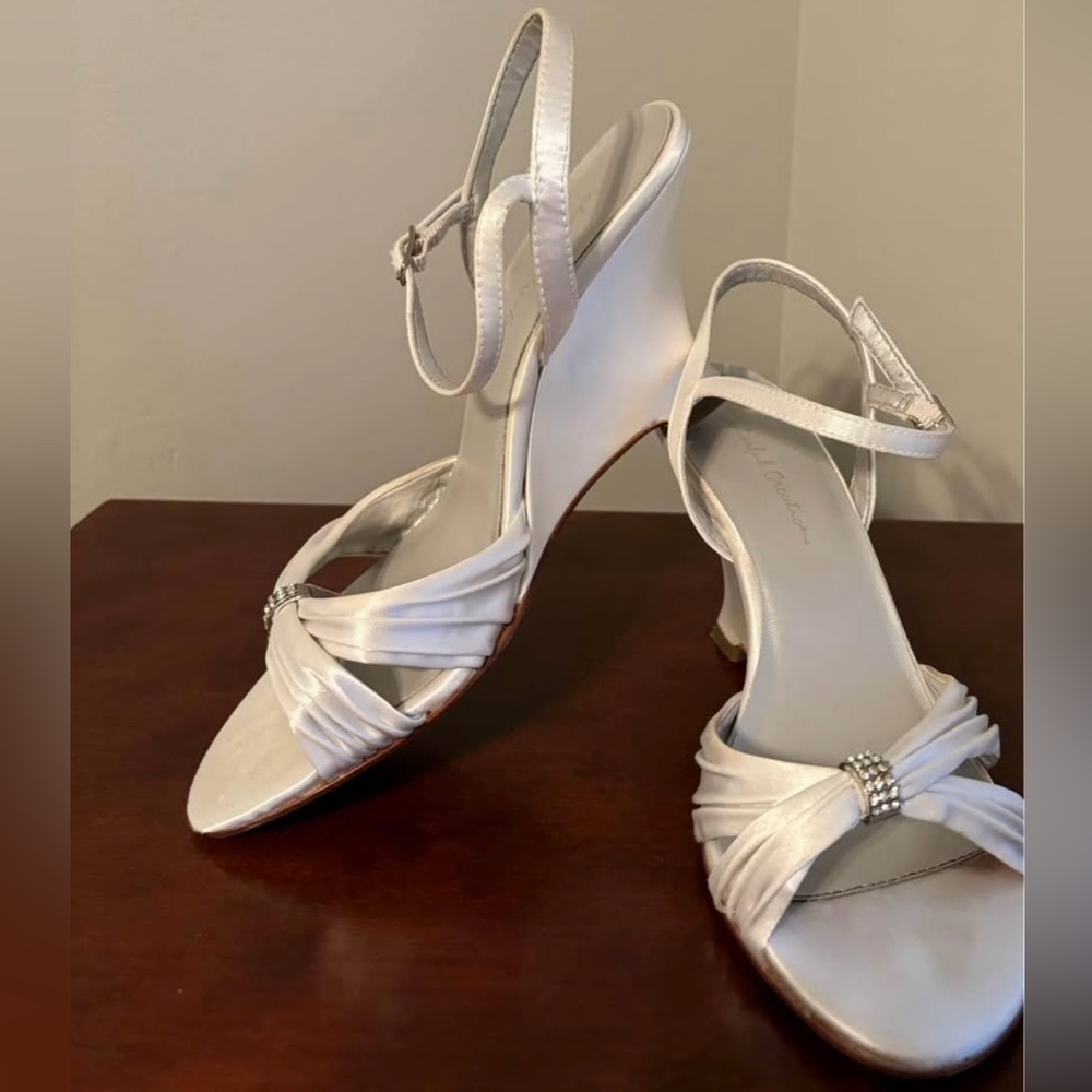 Elegant White Satin Women's Heels